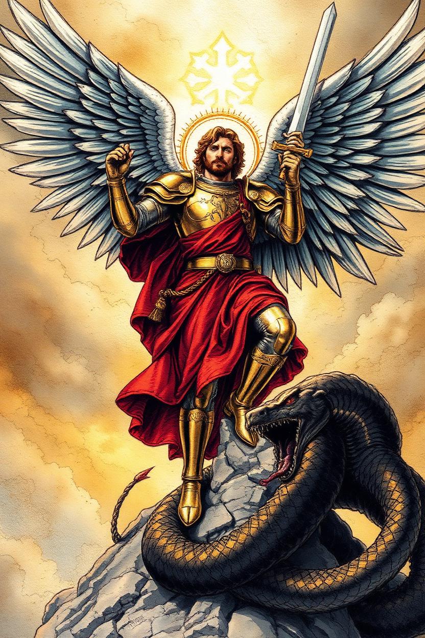 Comic illustration of St. Michael the Archangel